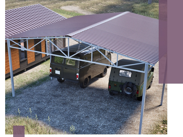 Двускатные навесы под ключ в Ростове — изготовление и монтаж